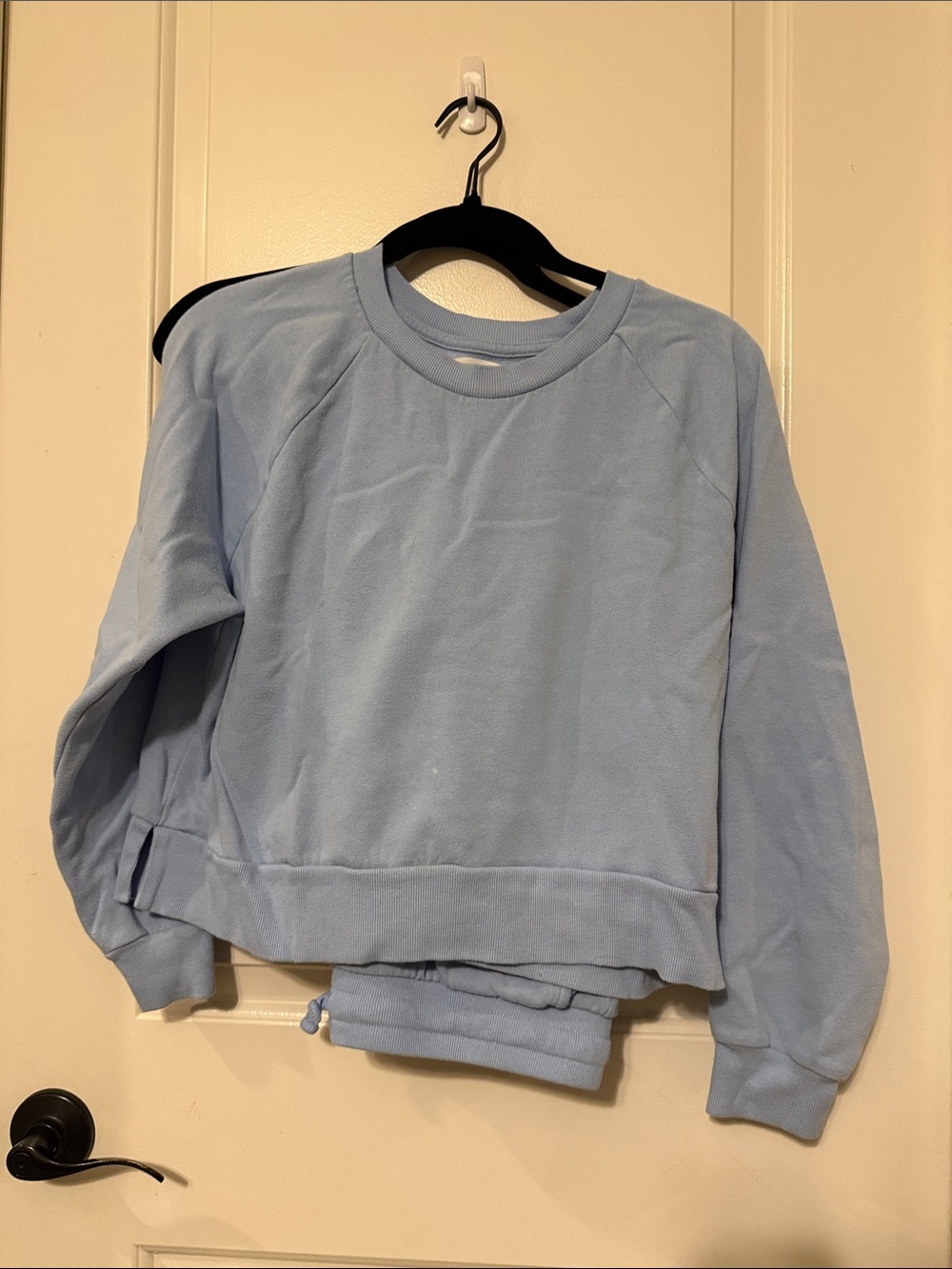 Light Blue sweat set Crewneck Sweatshirt long pants with pockets